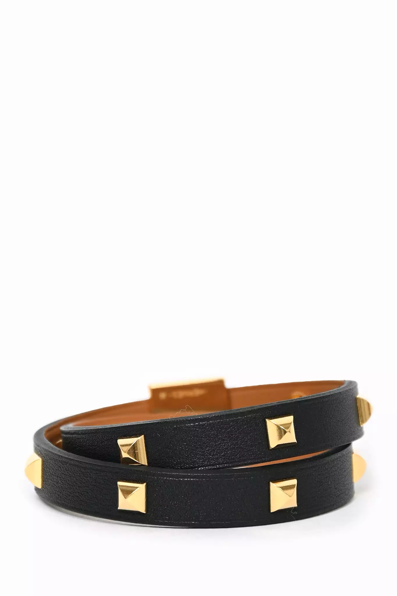 Hermes Black/Gold Leather Studded Infini Cloute Double Tour Bracelet