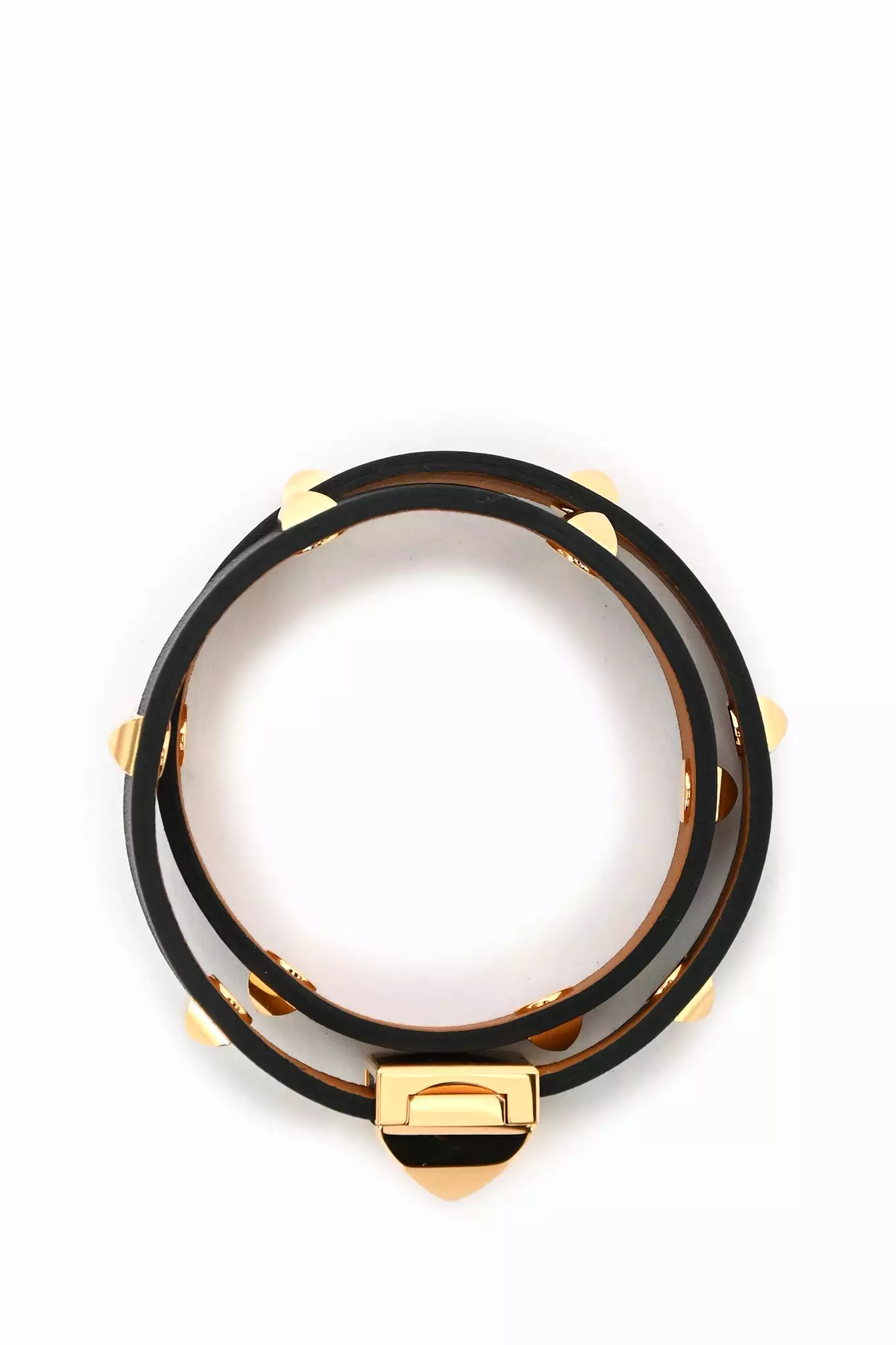 Hermes Black/Gold Leather Studded Infini Cloute Double Tour Bracelet