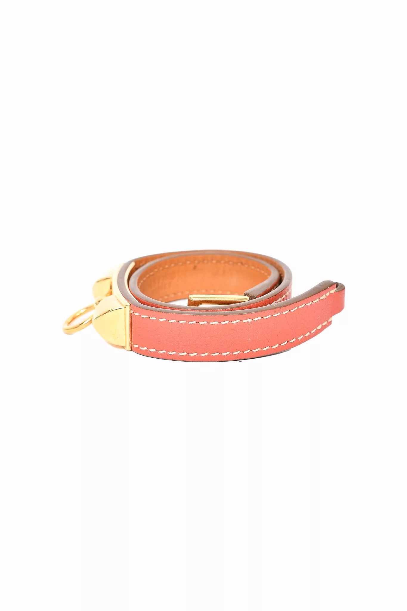 Hermes Dusty Rose Leather 'Rivale Double Tour' Bracelet Size XS