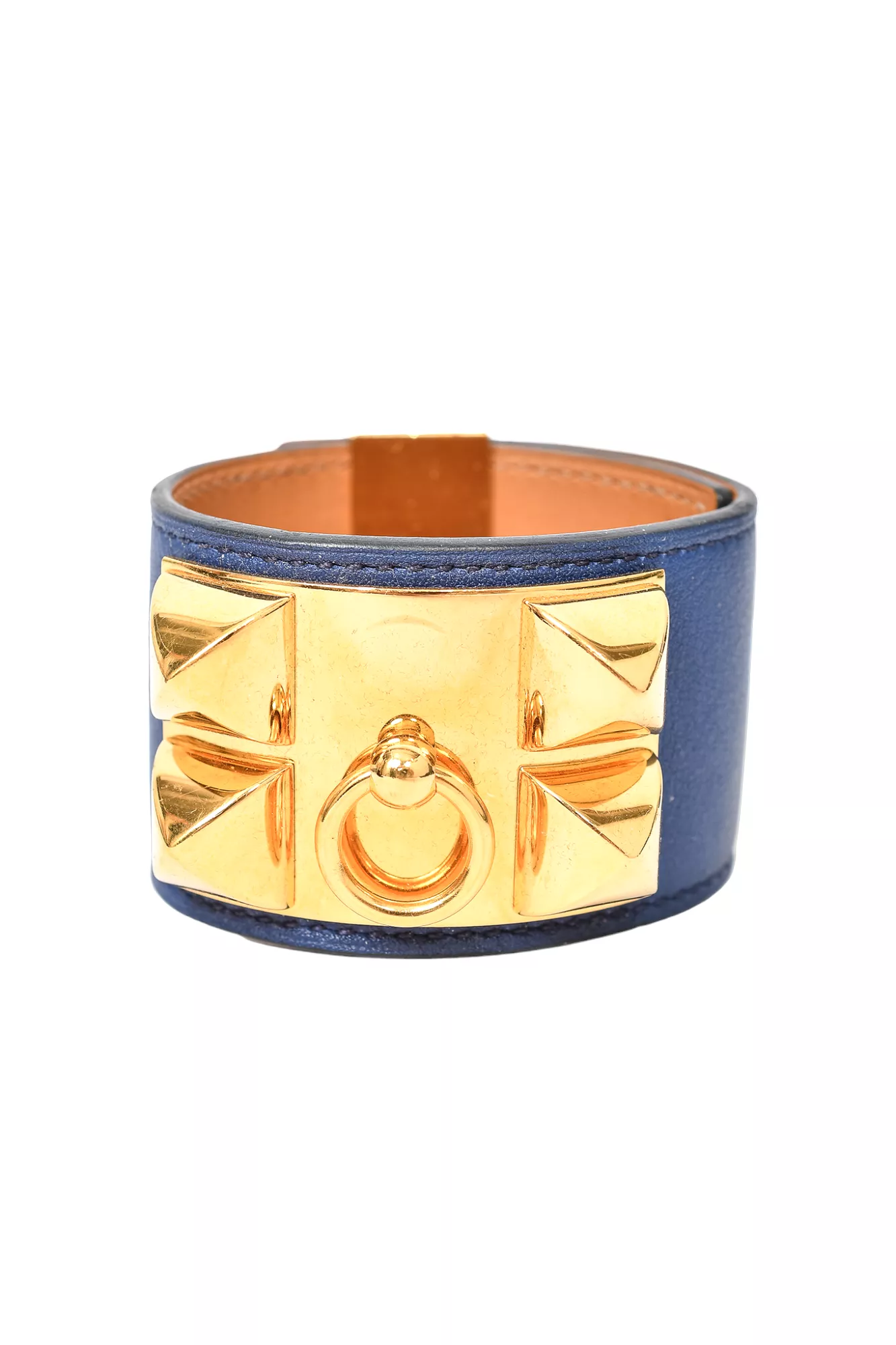 Hermes Navy/Gold Collier de Chien Bracelet