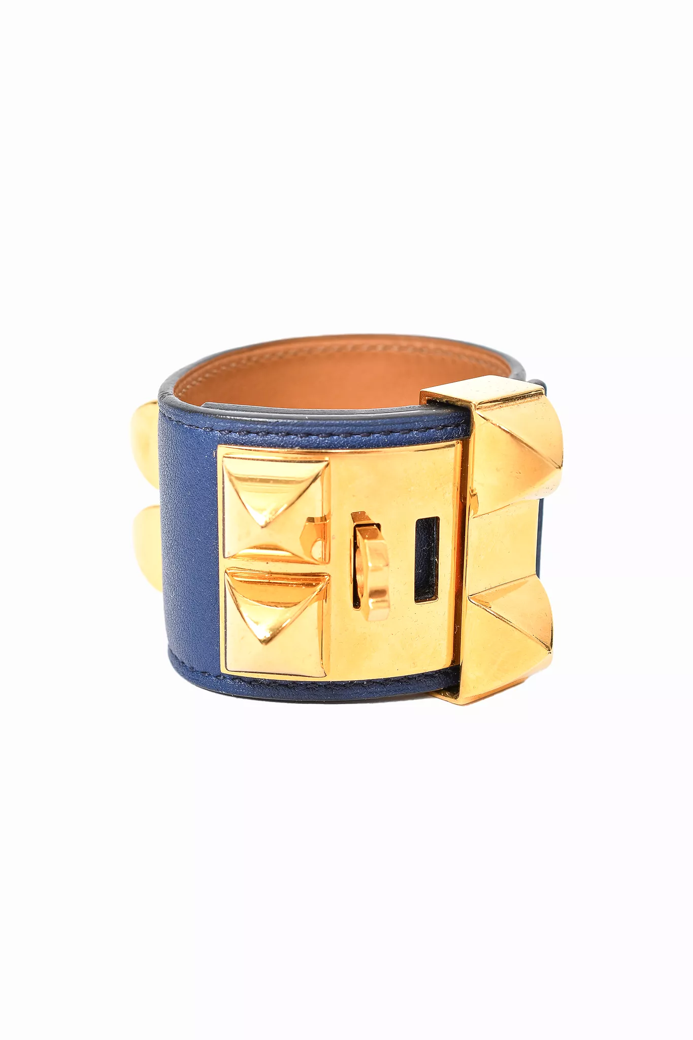 Hermes Navy/Gold Collier de Chien Bracelet