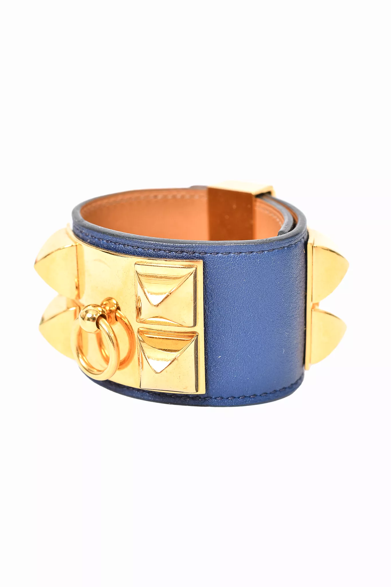 Hermes Navy/Gold Collier de Chien Bracelet