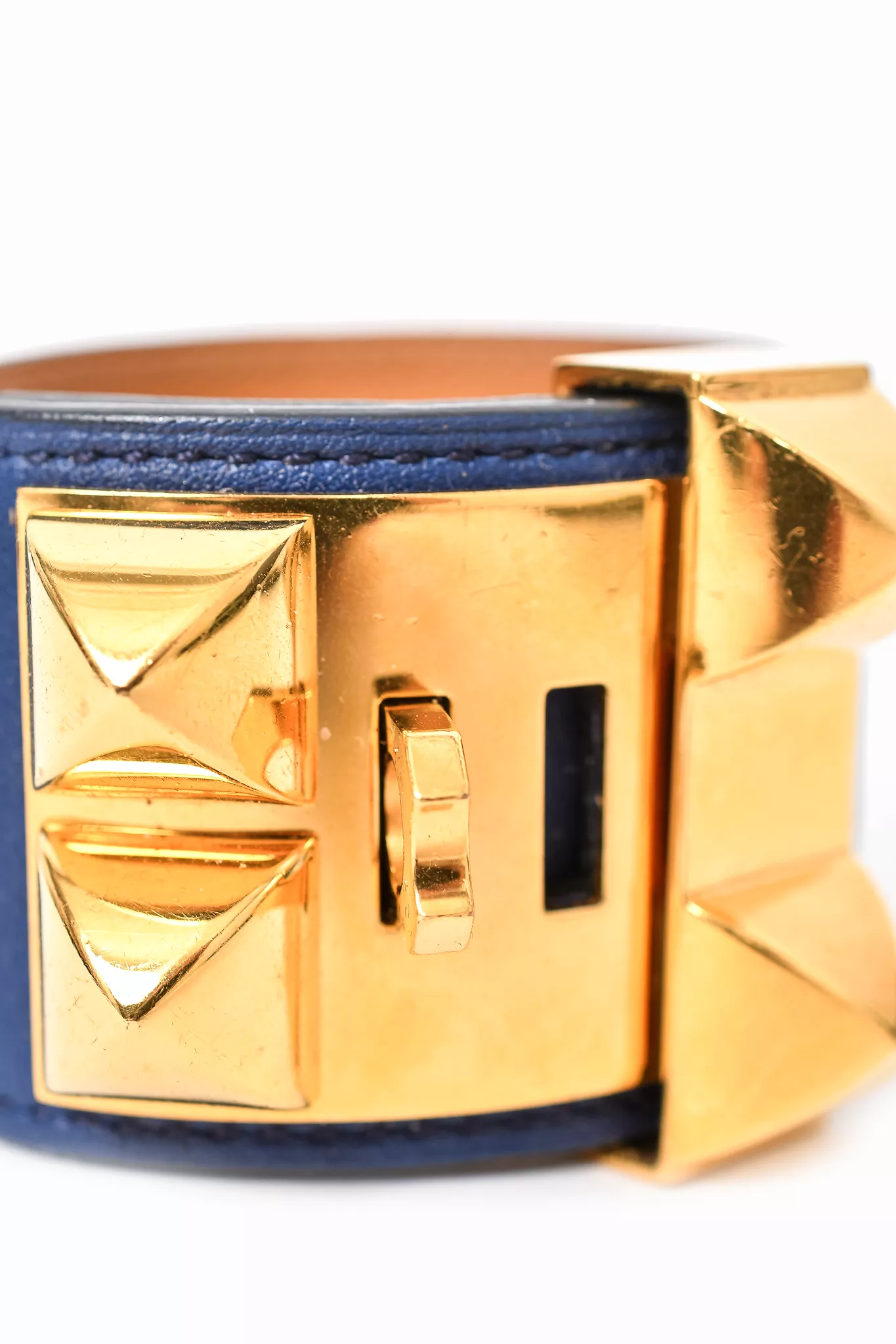 Hermes Navy/Gold Collier de Chien Bracelet