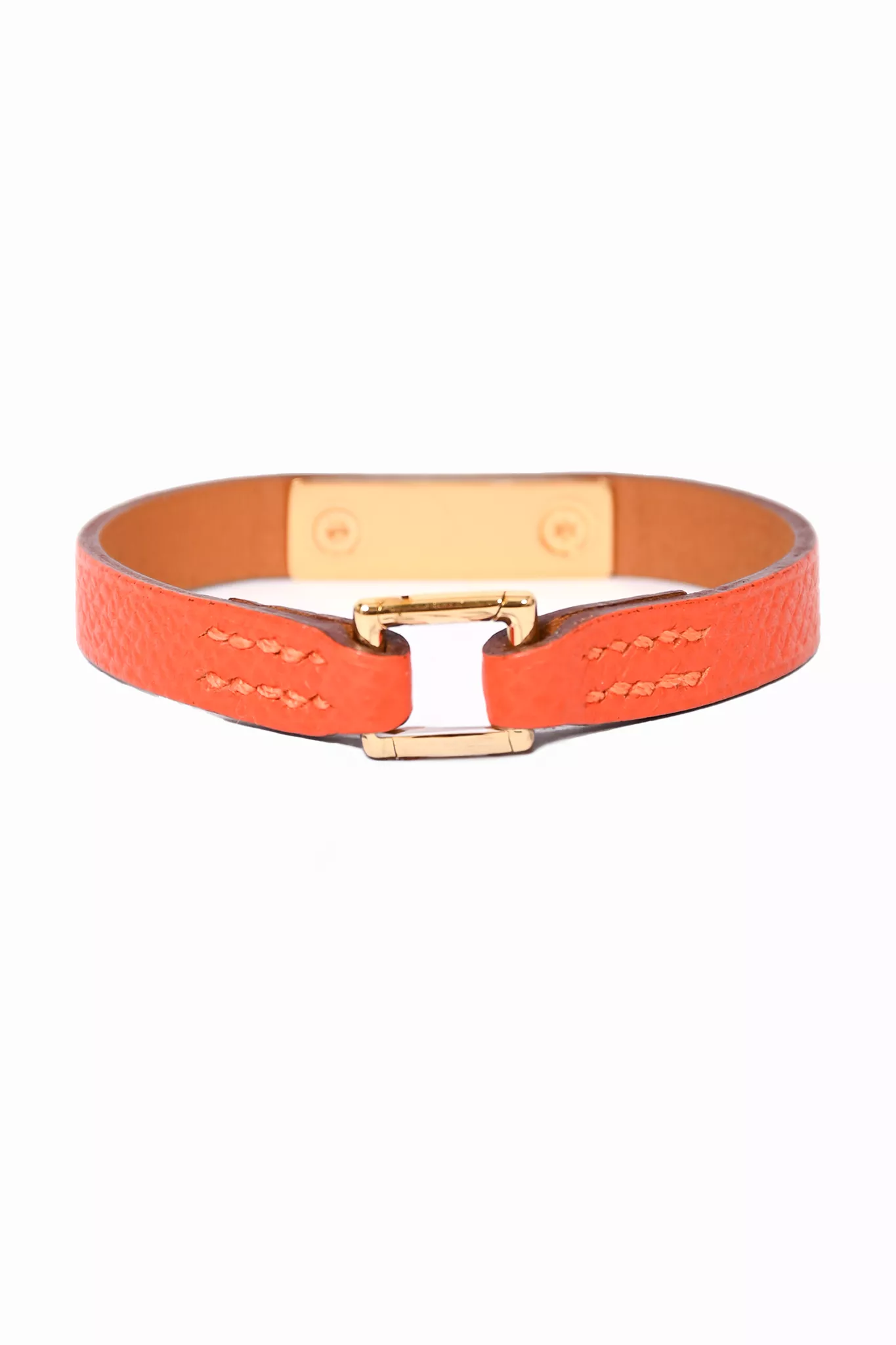 Hermes Orange Leather Rivale Bracelet