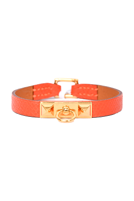 Hermes Orange Leather Rivale Bracelet