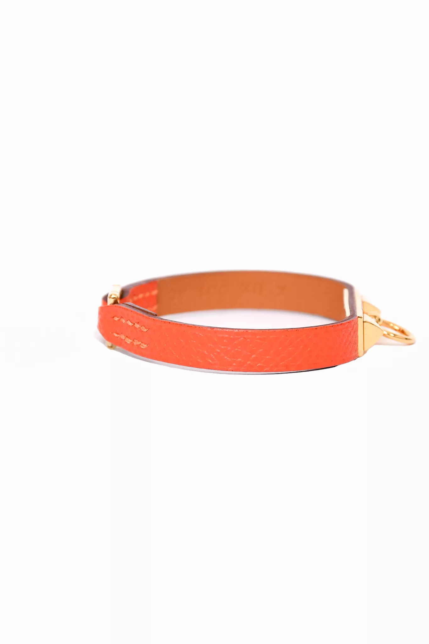 Hermes Orange Leather Rivale Bracelet