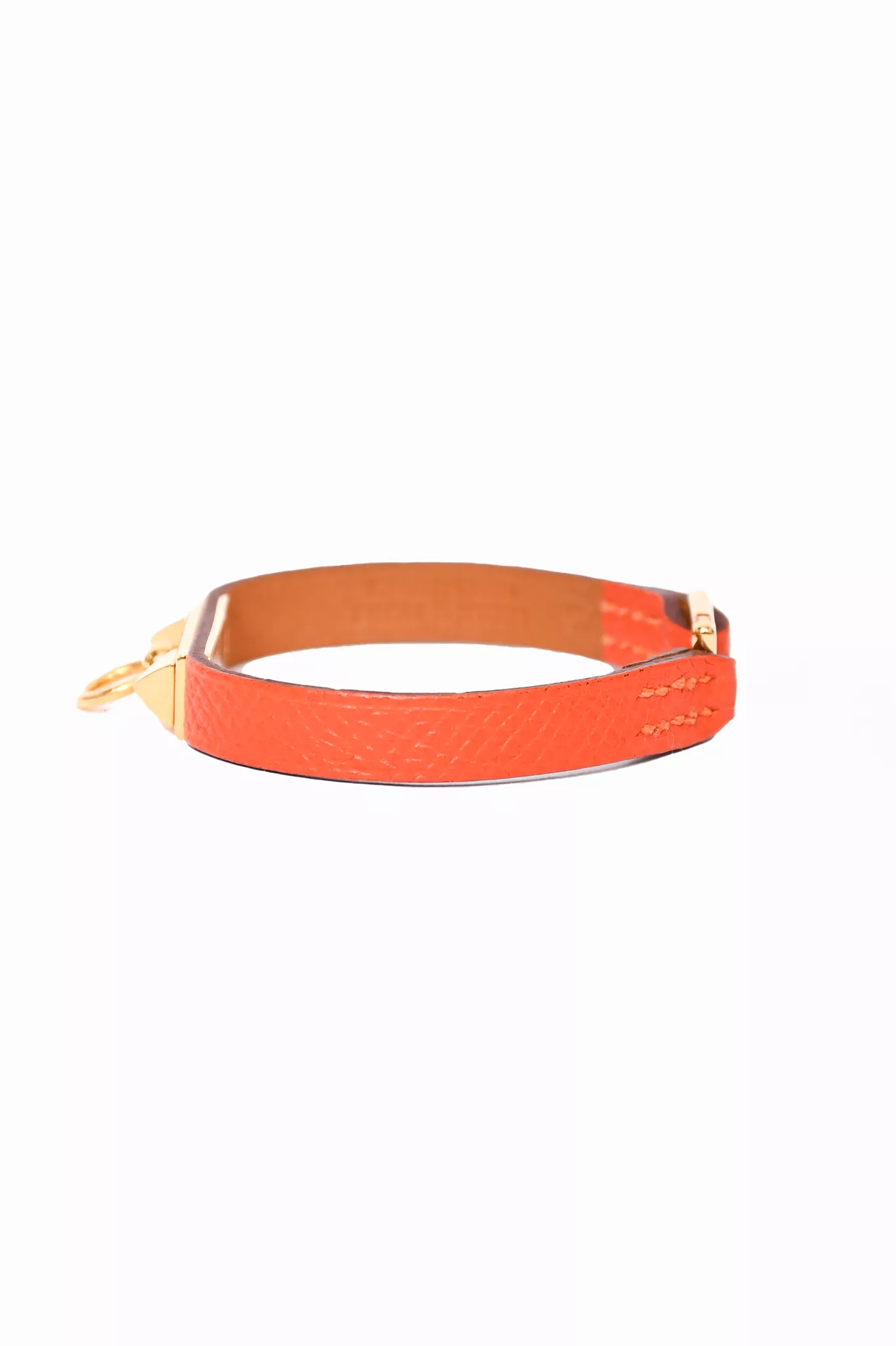 Hermes Orange Leather Rivale Bracelet