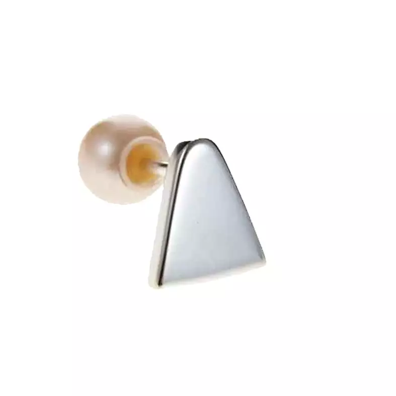 Ice Cream Stud with pearl (single), Silver