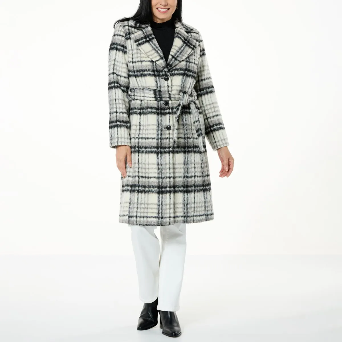      IMAN Global Chic Woven Plaid Coat     