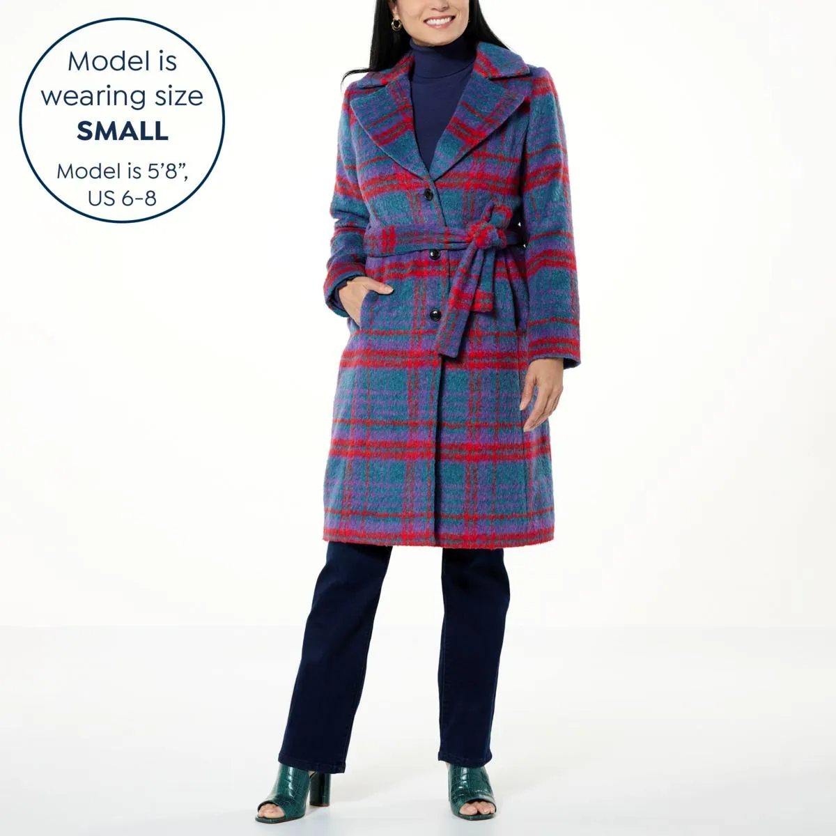      IMAN Global Chic Woven Plaid Coat     