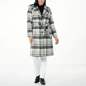      IMAN Global Chic Woven Plaid Coat     