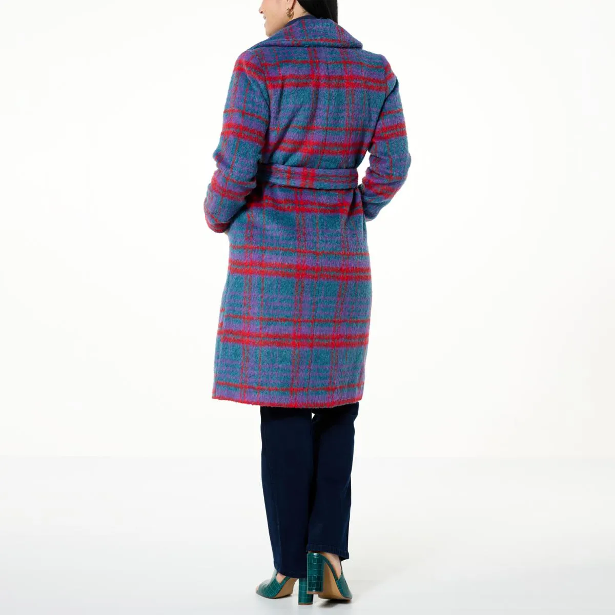      IMAN Global Chic Woven Plaid Coat     