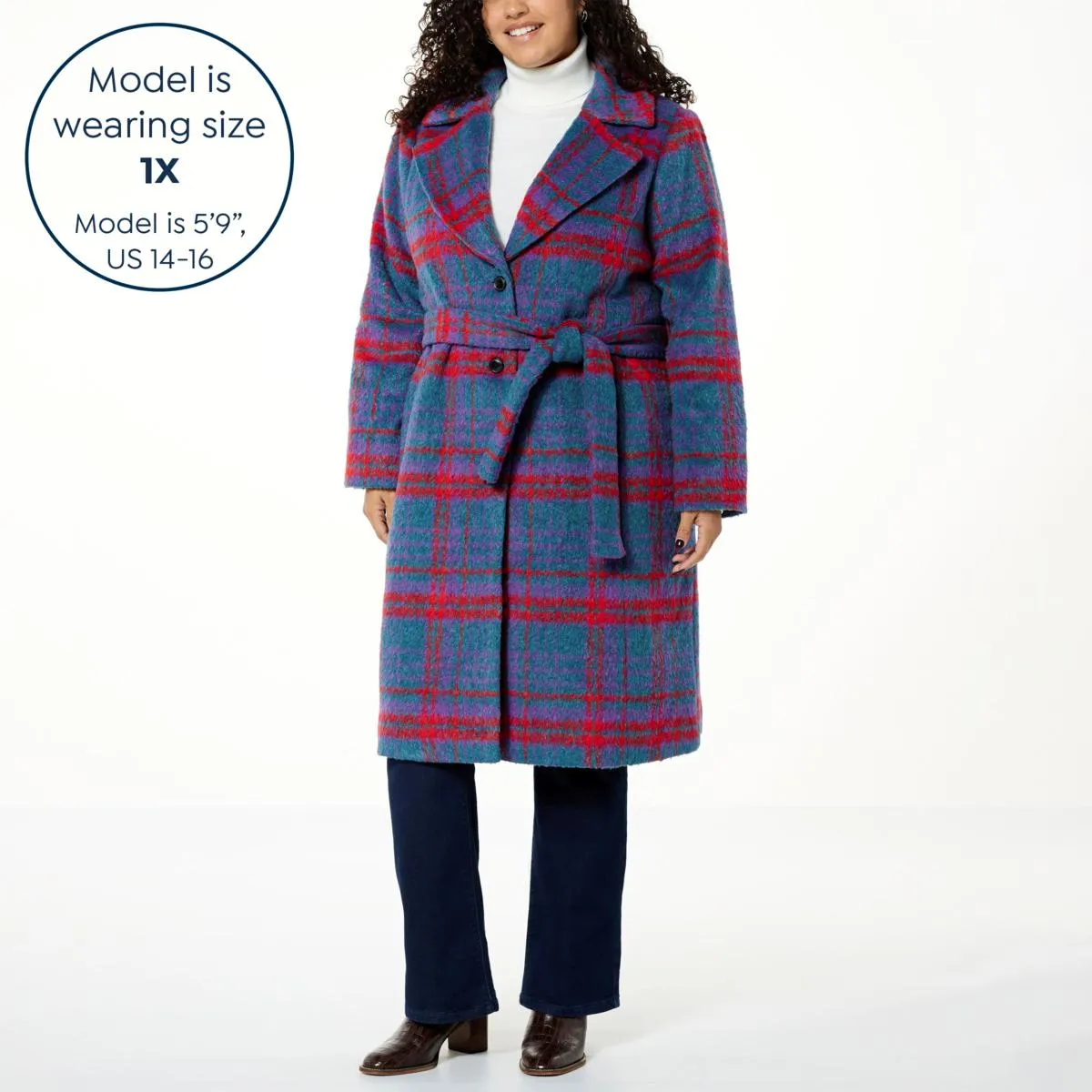      IMAN Global Chic Woven Plaid Coat     