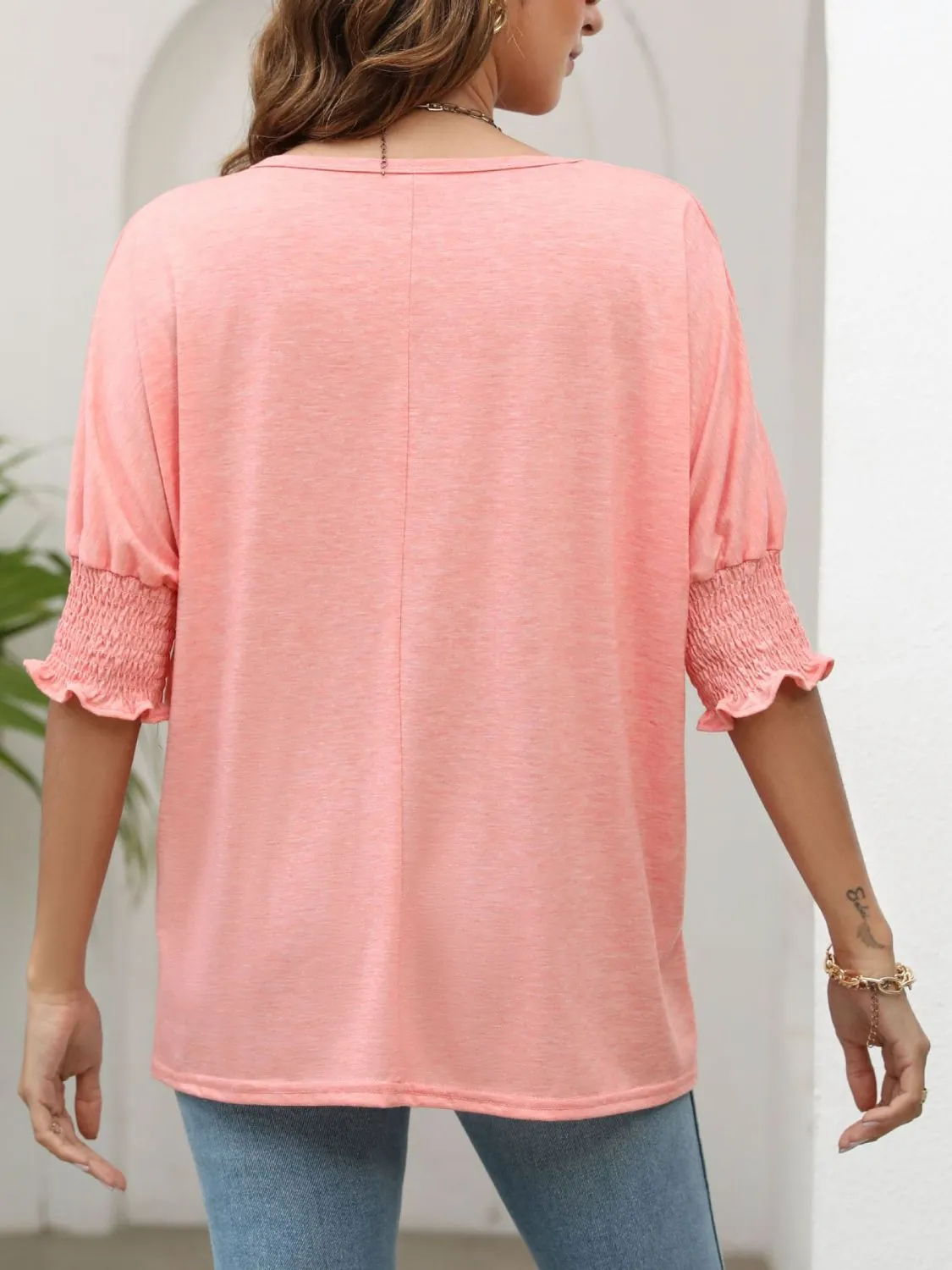 Inner Beauty Smocked Flounce Sleeve Tee