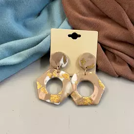 Ivory Open Hexagon Earrings