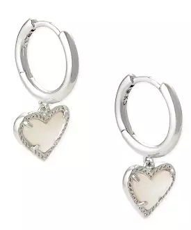 Kendra Scott Ari Heart Huggie Earrings - Ivory MOP/Silver