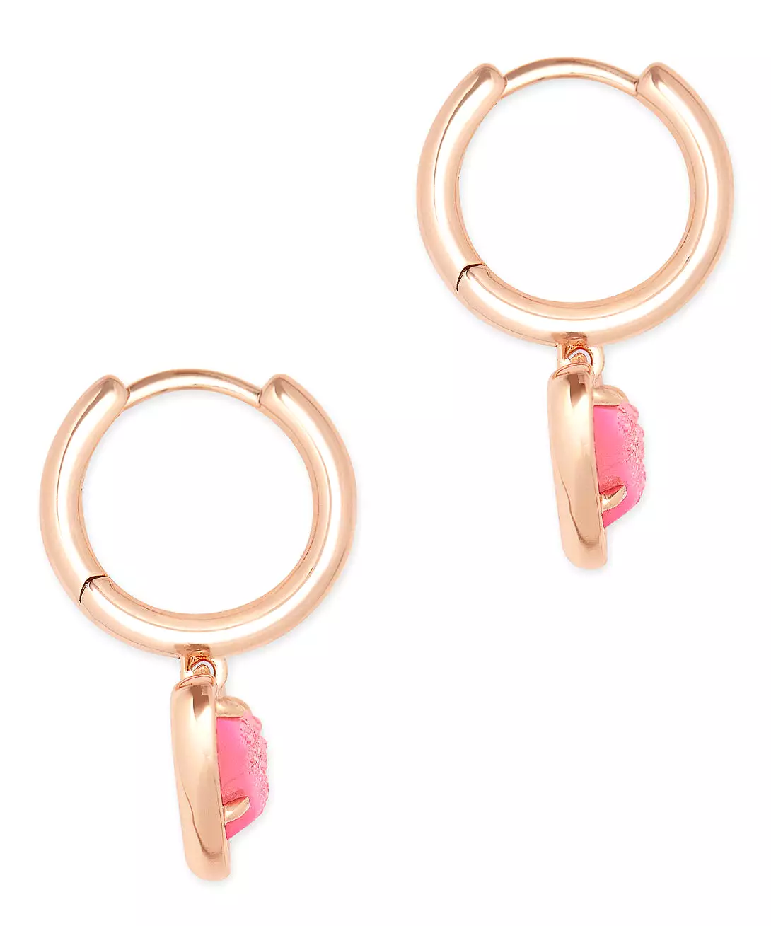 Kendra Scott Ari Heart Huggie Earrings - Pink Drusy/Rose Gold