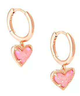 Kendra Scott Ari Heart Huggie Earrings - Pink Drusy/Rose Gold