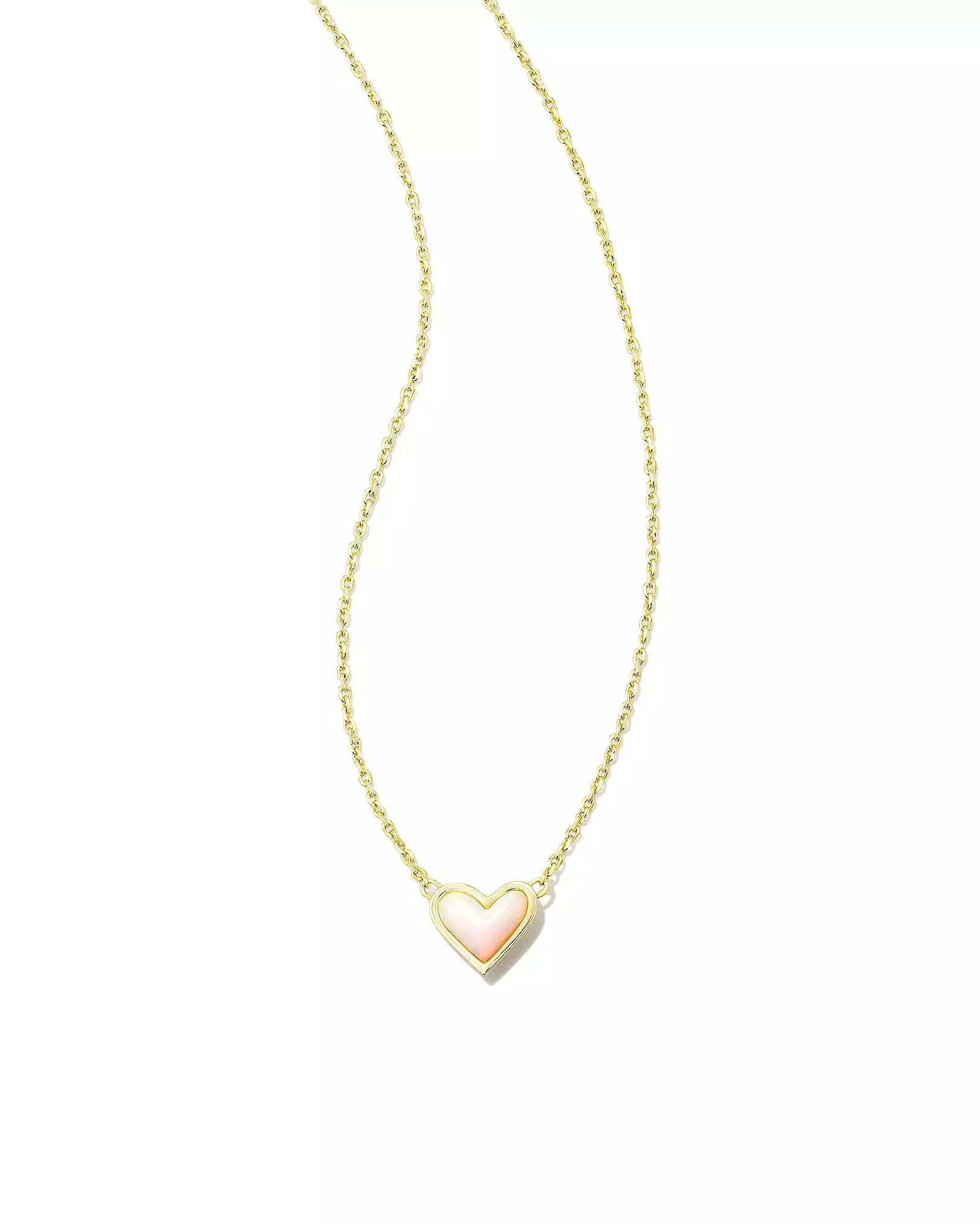 Kendra Scott Framed Ari Heart Pendant Necklace in Gold White Opalescent Resin