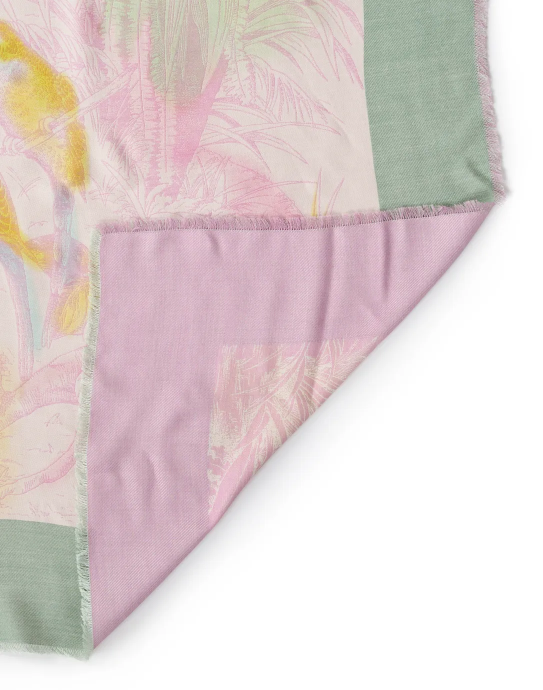 Kenya Pink and Green Print Silk Wool Scarf