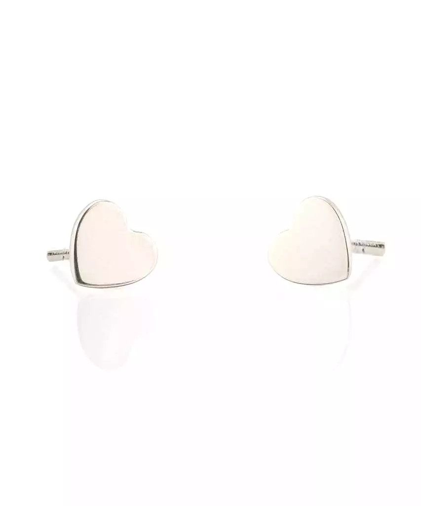 Kris Nations Heart Stud Earrings - Silver