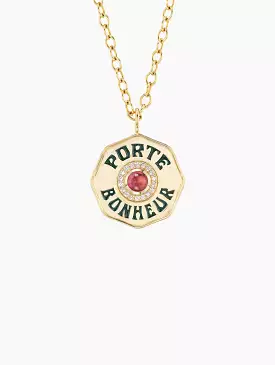 Large Pink Tourmaline Porte Bonheur Necklace