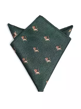 Lion Pocket Square - Emerald Green