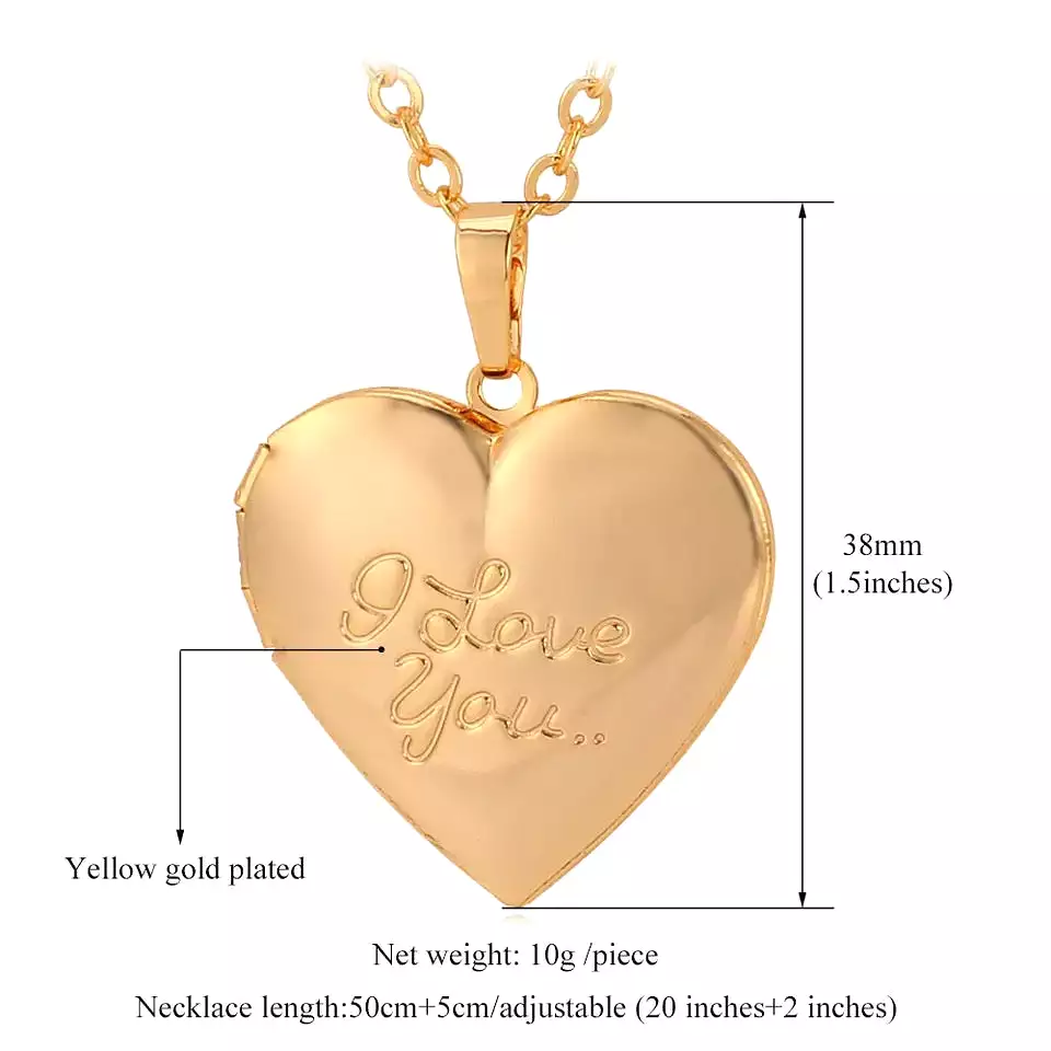 Love Heart Photo Locket Necklace