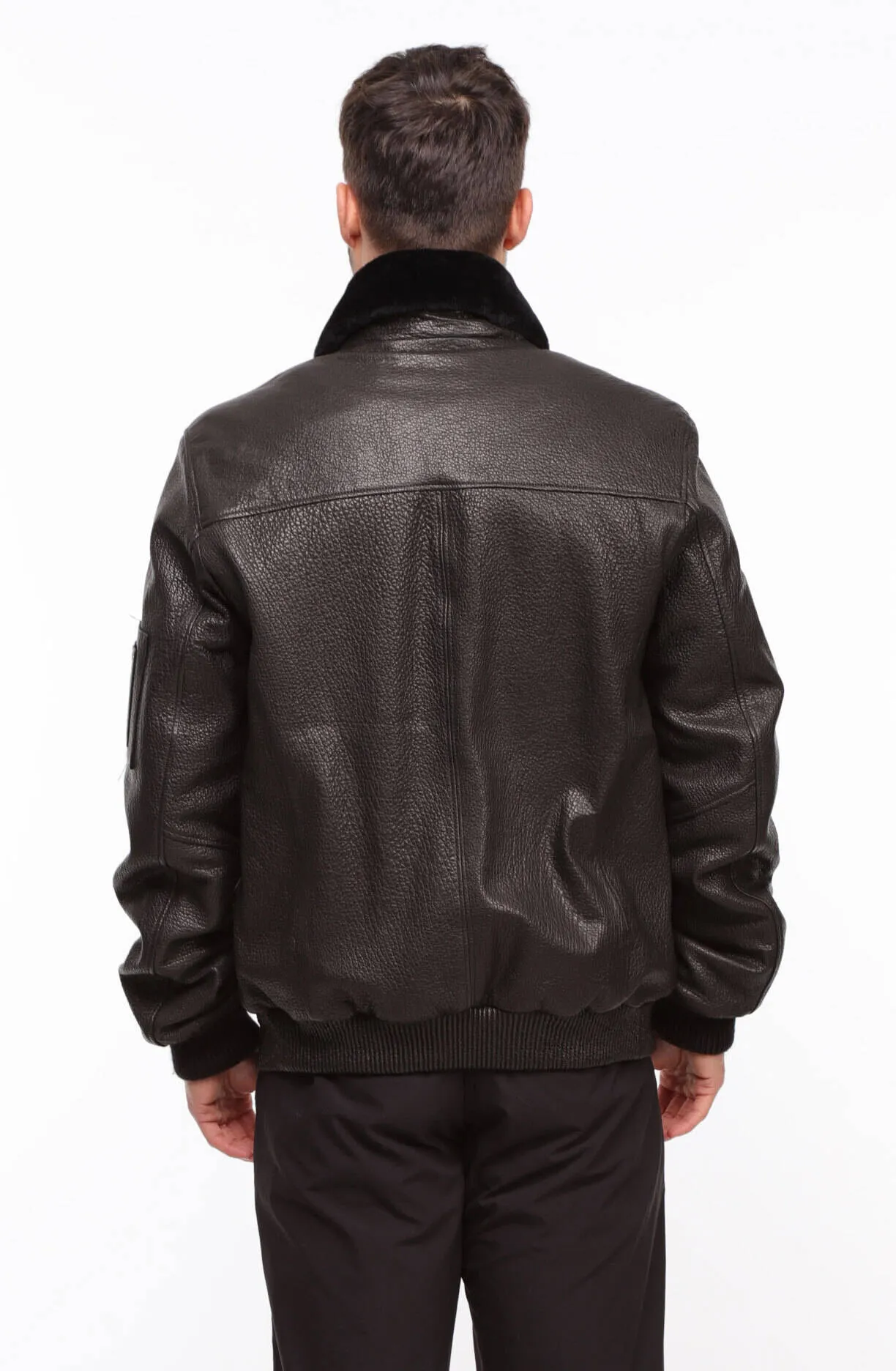 Men's black leather jacket in \patrol\ pilot style