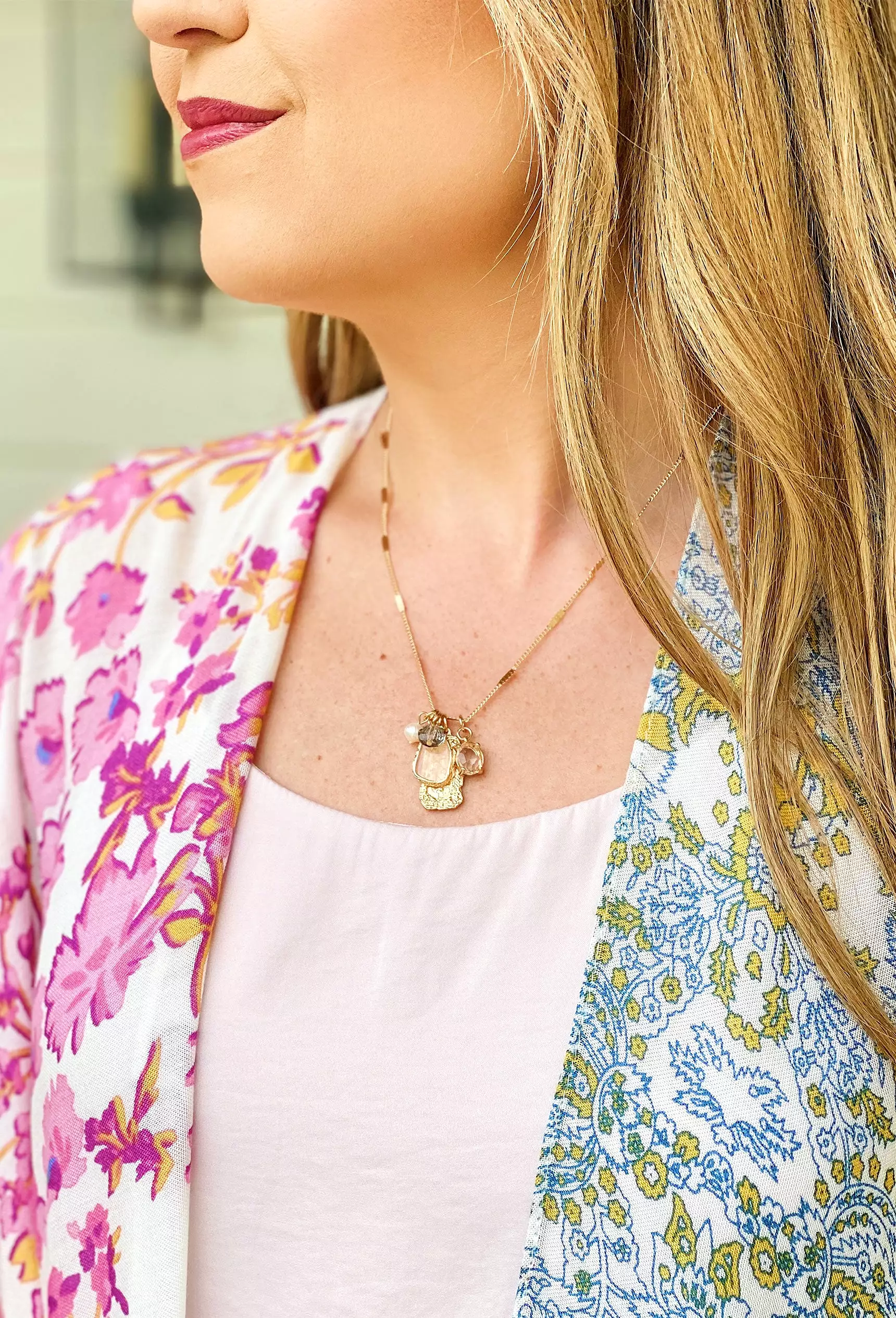 Mia Charm Necklace in Blush