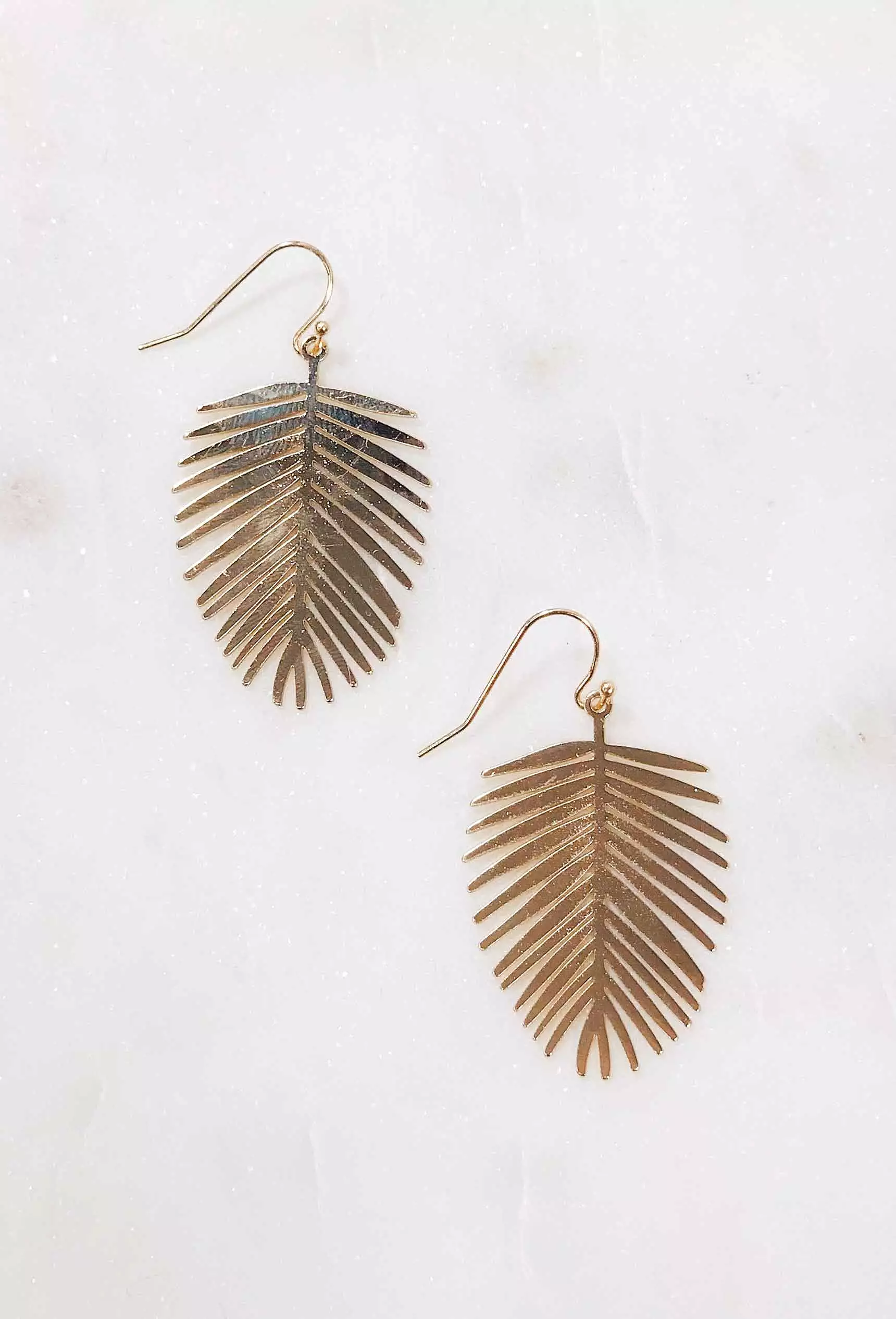 Mini Gold Palm Leaf Earrings