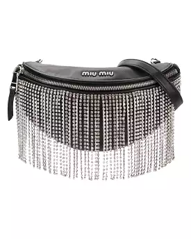 MIU MIU - Black Crystal Fringes Fanny Pack bag