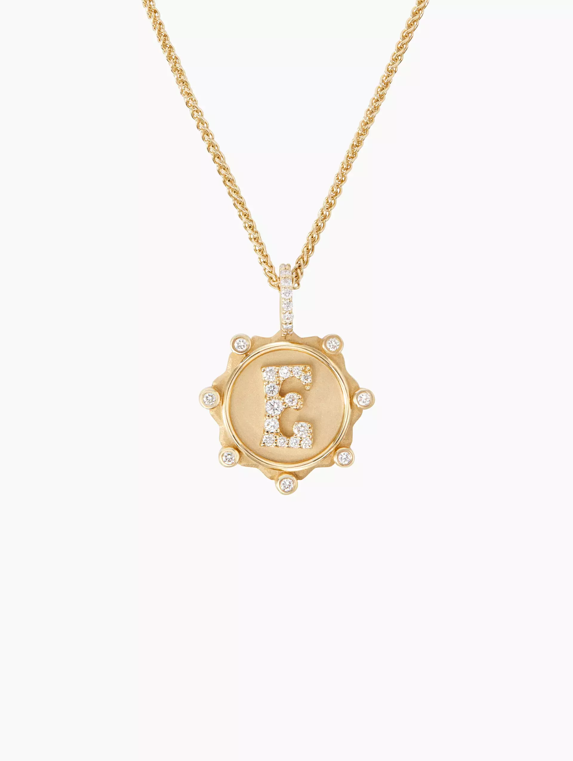 Pave Initial Coin Necklace