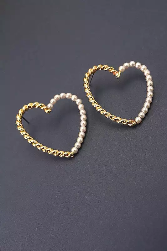 Pearly Heart Earrings