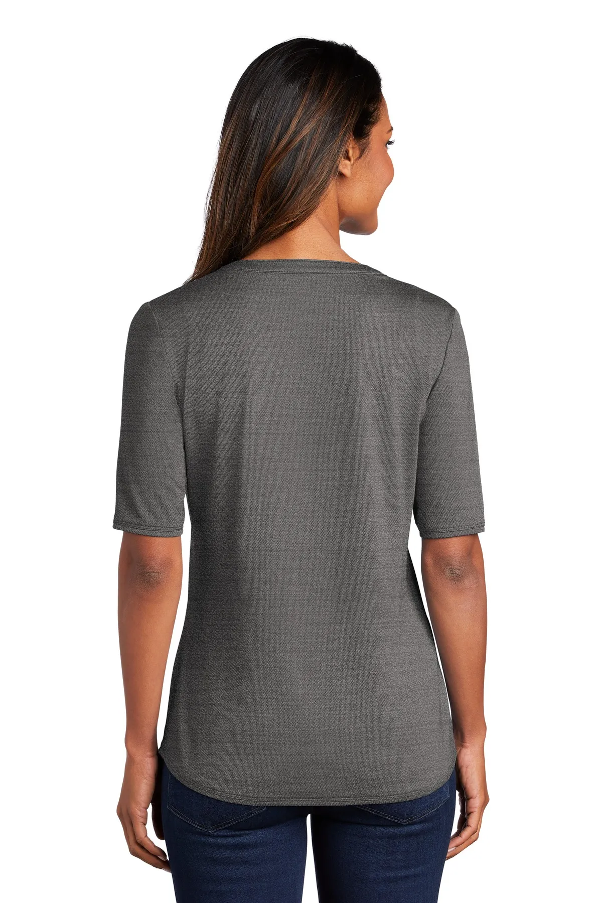 Port Authority Clothing LK583 Port Authority    Ladies Stretch Heather Open Neck Top SKU: LK583