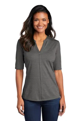 Port Authority Clothing LK583 Port Authority    Ladies Stretch Heather Open Neck Top SKU: LK583