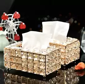 Premium Crystal Studded Tissue Box -ANUB001TH