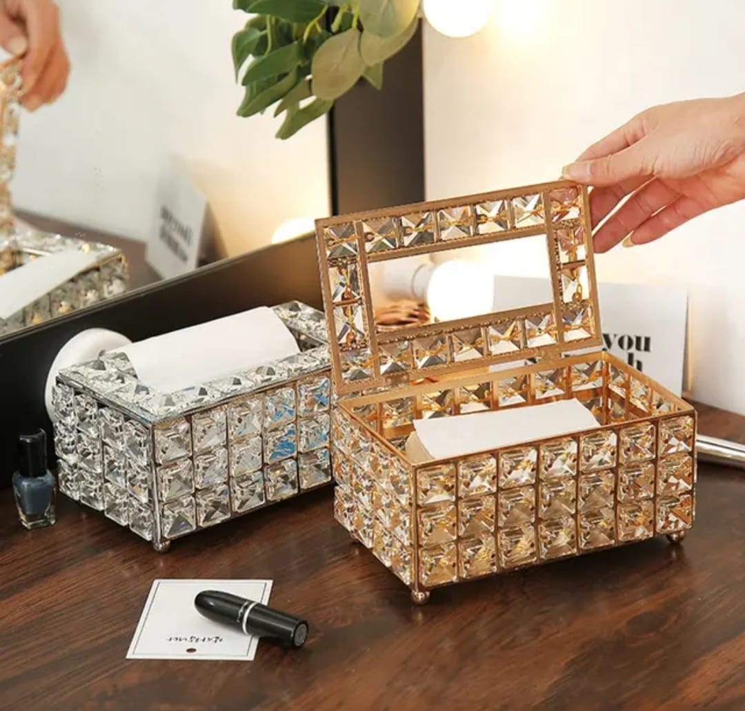 Premium Crystal Studded Tissue Box -ANUB001TH