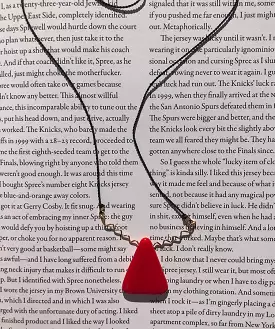 Ronni Kappos Red Triangle Squiggle Gold Necklace