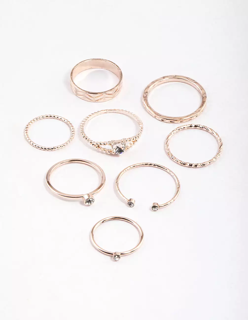 Rose Gold Dainty Heart Ring Pack