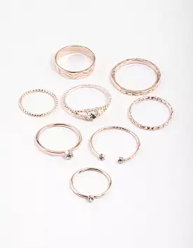 Rose Gold Dainty Heart Ring Pack