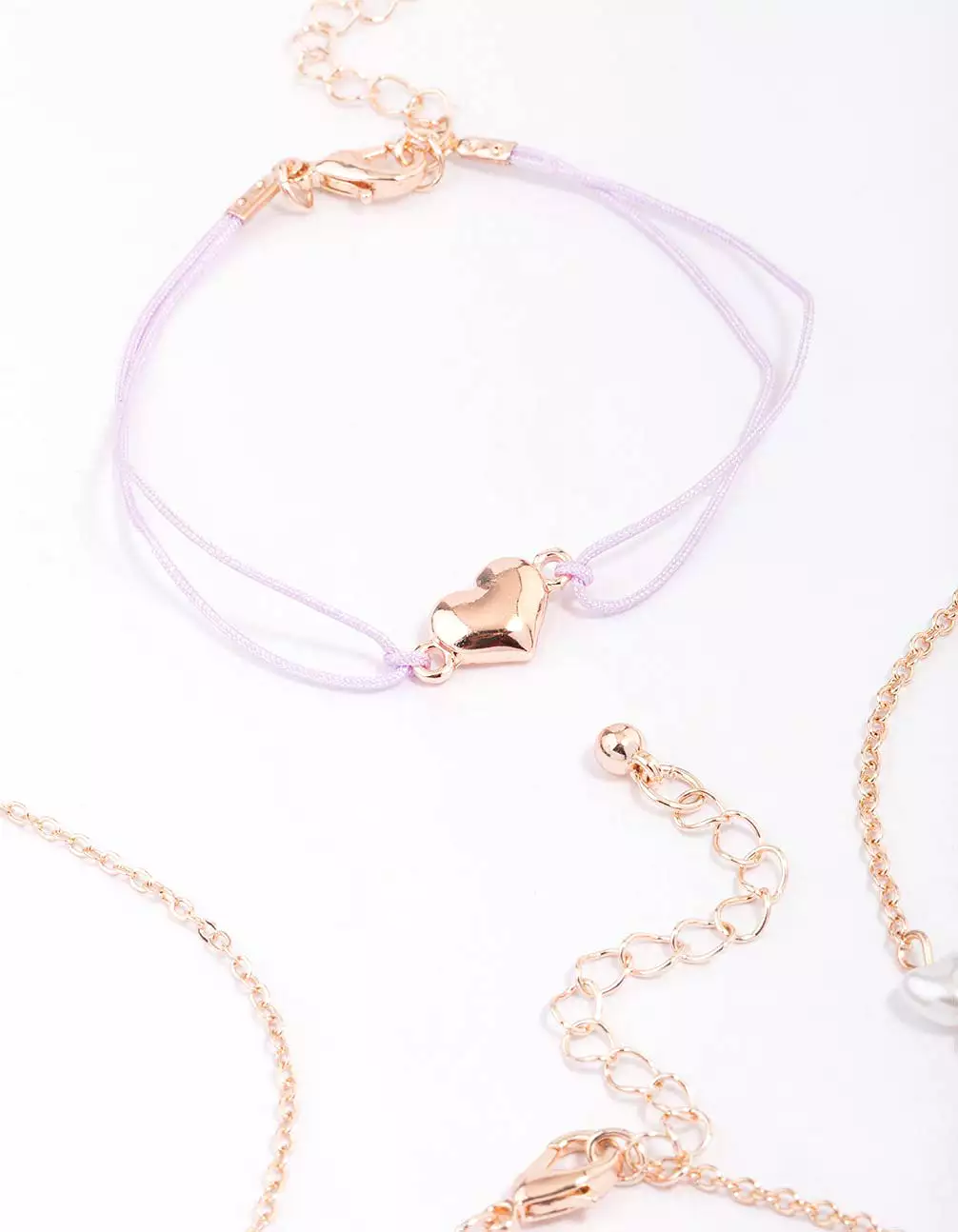 Rose Gold Puffy Heart Bracelet 4-Pack