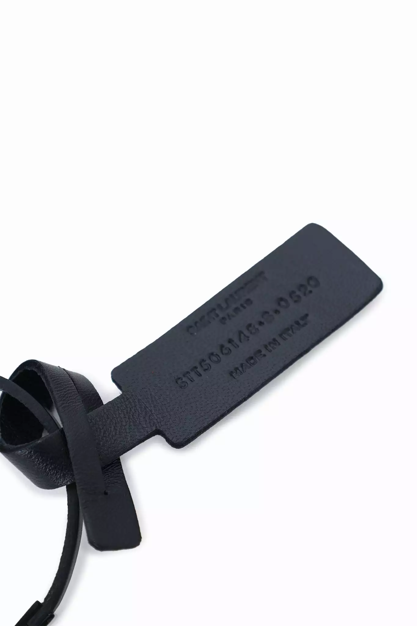 Saint Laurent Black Leather ID Plaque Bracelet