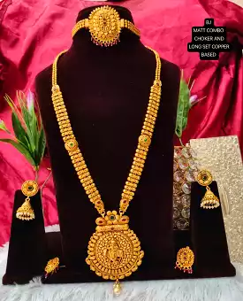 Shivangi , Premium Quality Copper Base Matt Finish Marathi Style  Necklace Combo -SAMAR001NCC