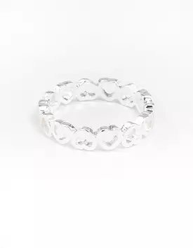 Silver Alternating Heart Ring