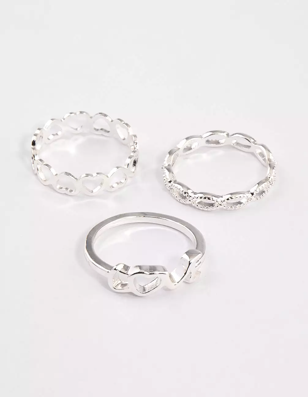 Silver Love & Heart Ring Pack