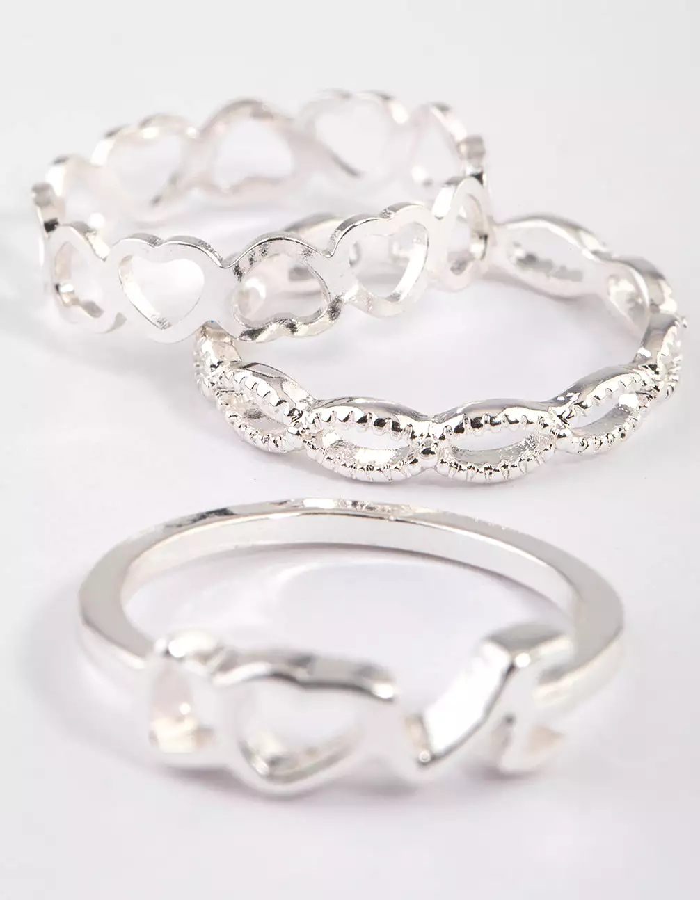 Silver Love & Heart Ring Pack