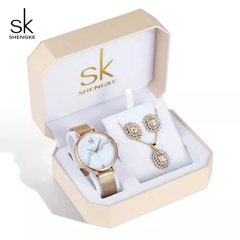 Sk Jewelry Lady Set _ (Watch, Necklace & Earrings)