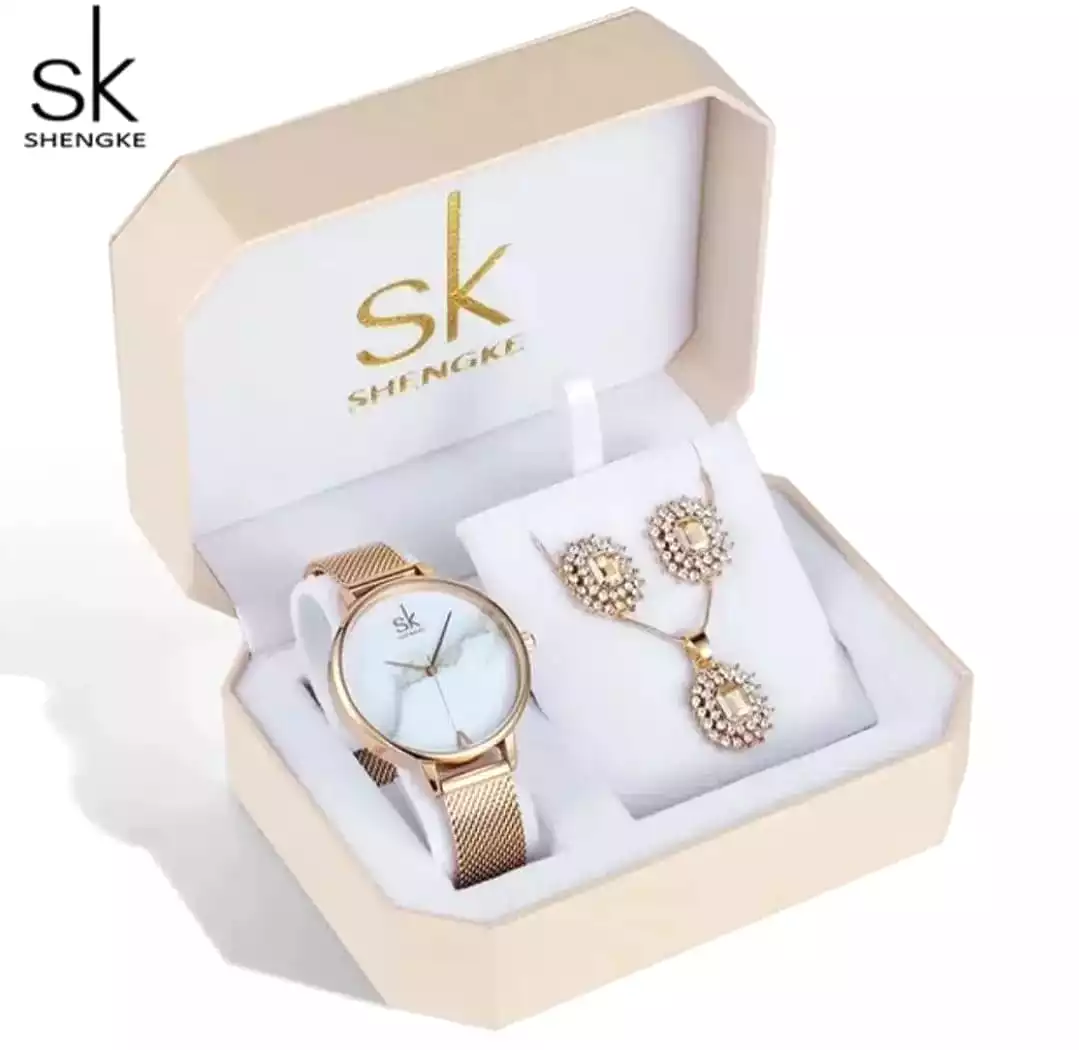 Sk Jewelry Lady Set Gift (Watch, Necklace & Earrings)