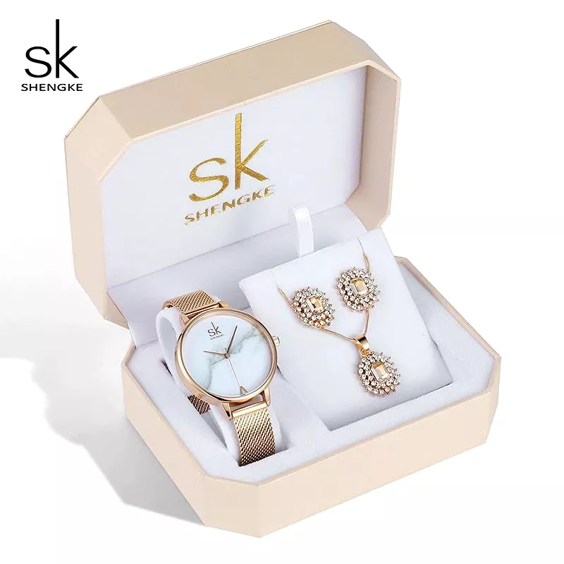 Sk Jewelry Lady Set. (Watch, Necklace & Earrings)